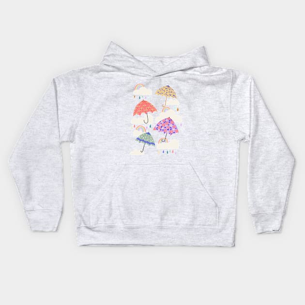Spring Rain on Pink Kids Hoodie by latheandquill